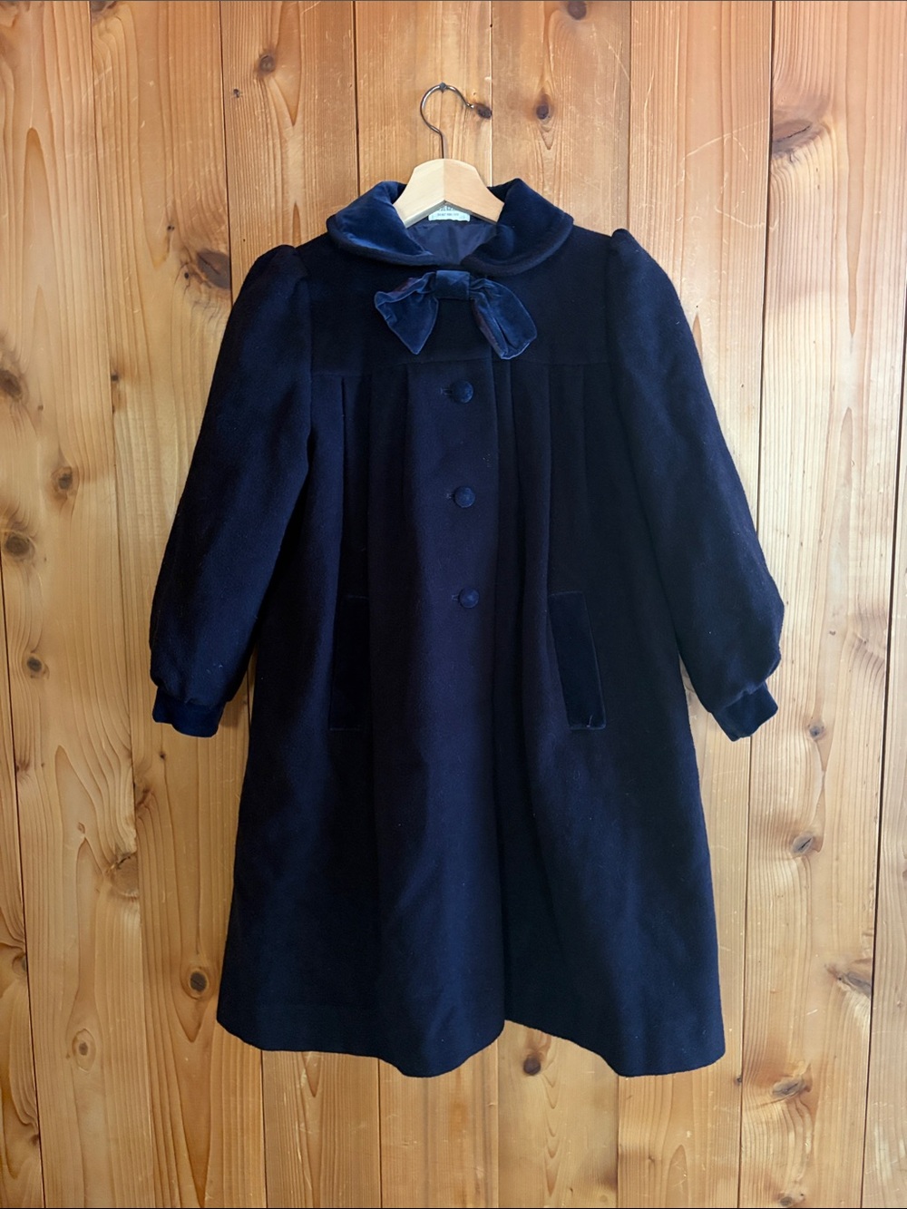 Vintage Laura Ashley Wool Coat Girls Velvet Trim Equestrian Victorian 7-8